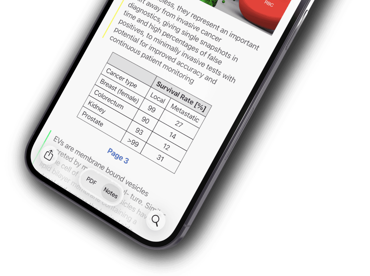 An iPhone showing the notes view in Highlights